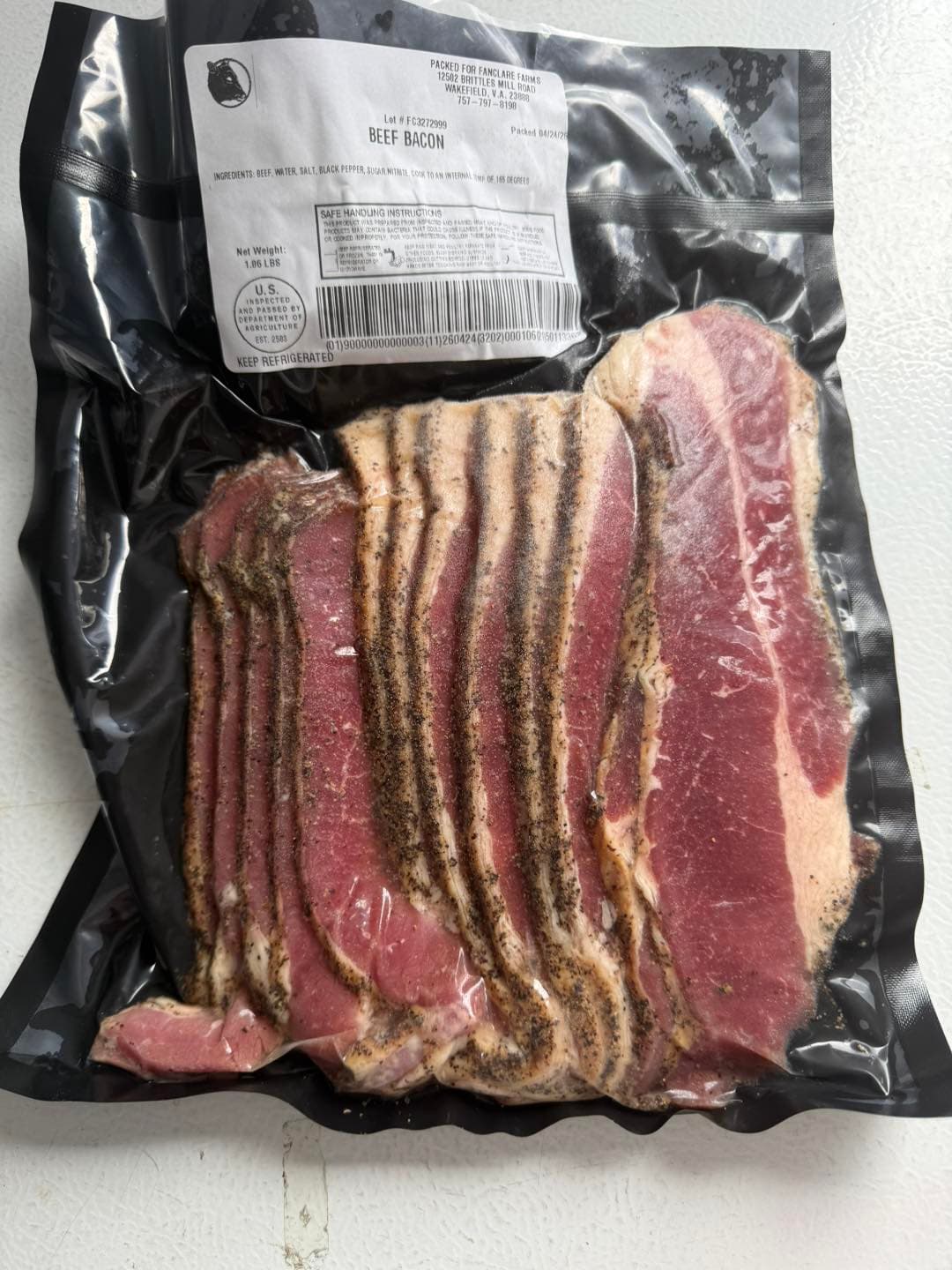 Fanclare Farms beef bacon