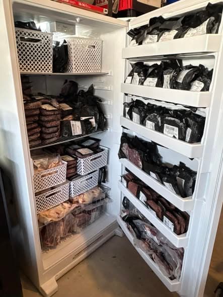 Fanclare Farms beef stocked in the freezer — order a beef share today