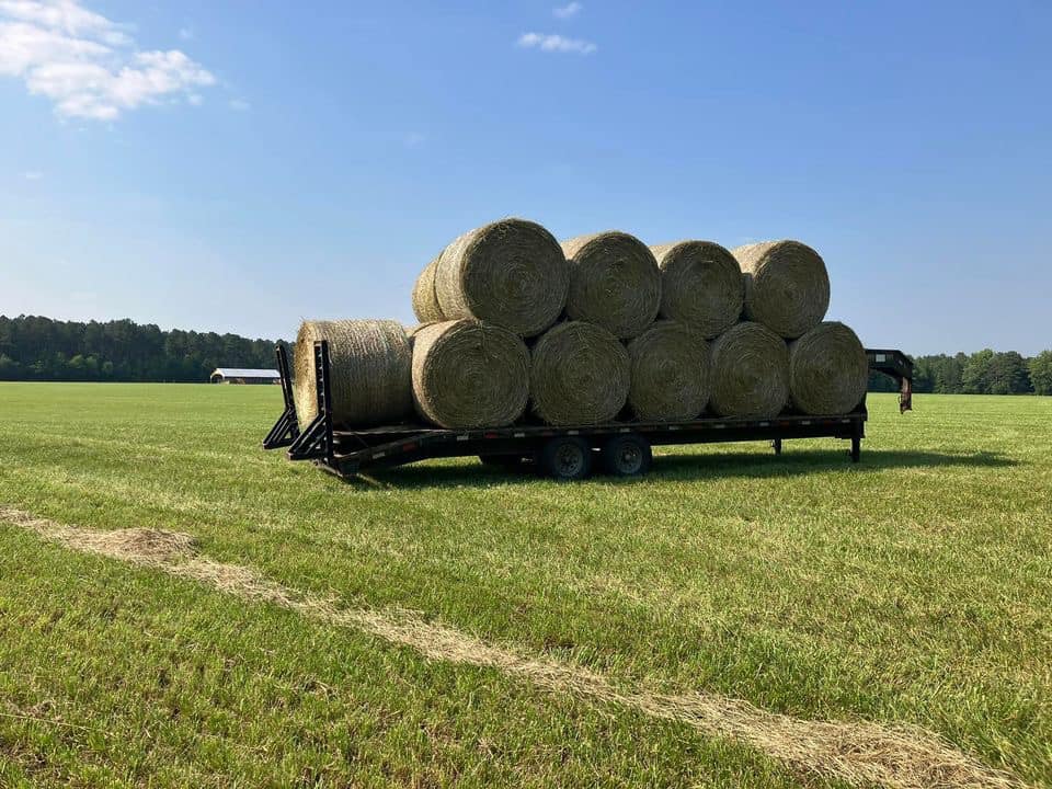 Hay baling season at Fanclare Farms in Wakefield, Virginia