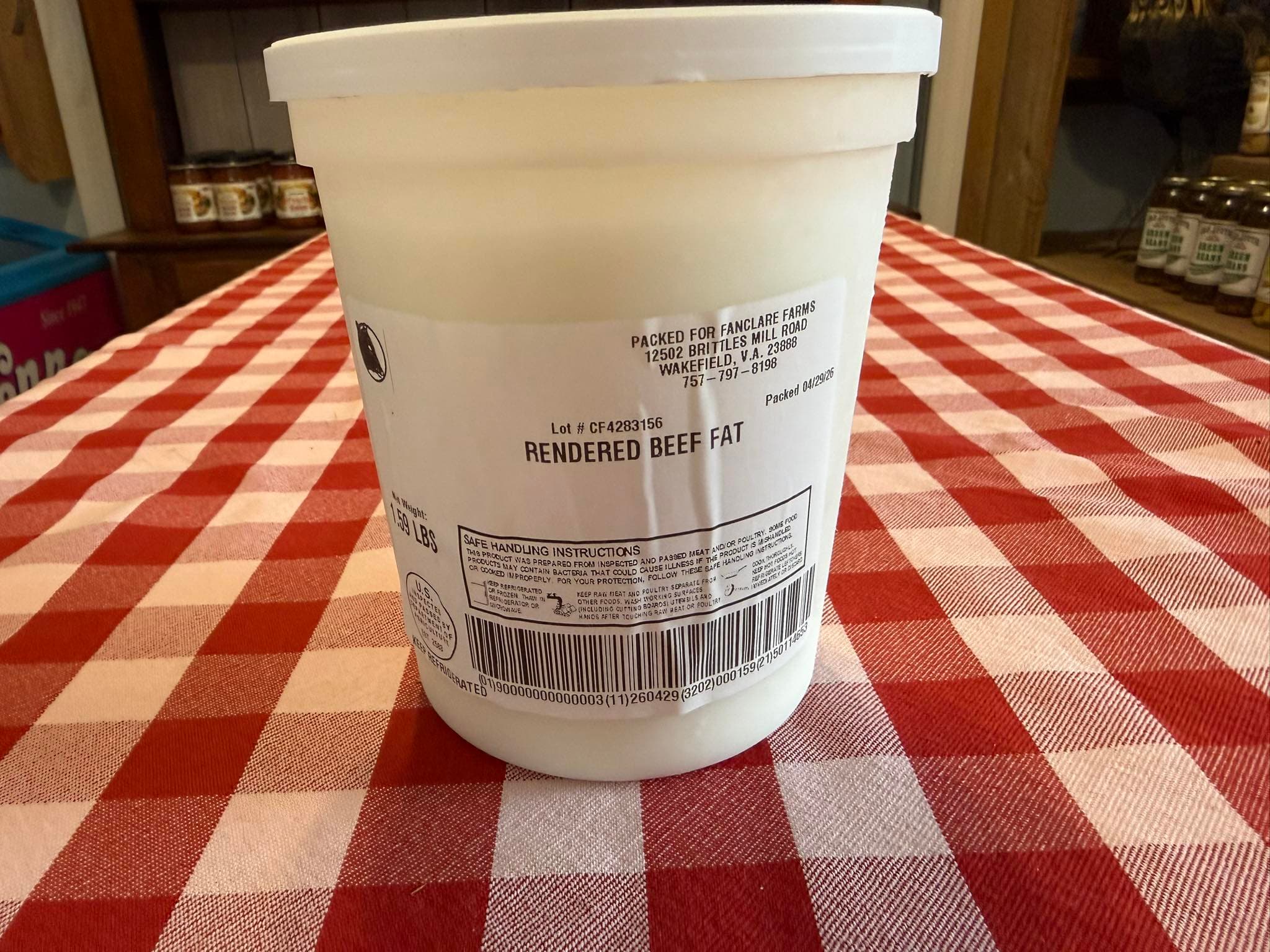 Fanclare Farms rendered beef fat tallow