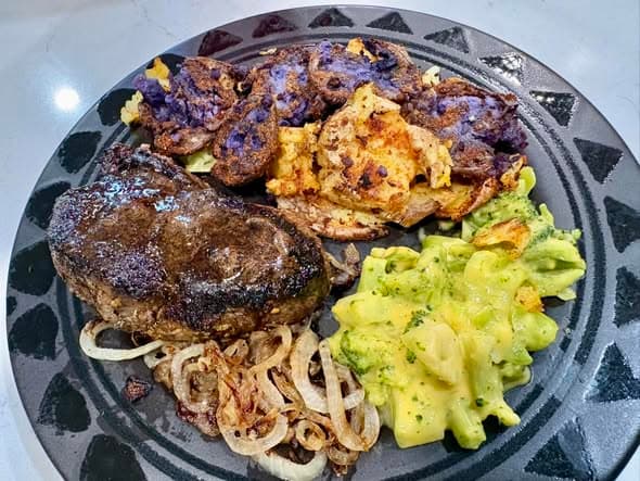 Fanclare Farms beef cooked and plated — farm to table